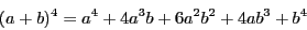 \begin{displaymath}(a + b)^4 = a^4 + 4a^3b + 6a^2b^2 + 4ab^3 + b^4\end{displaymath}