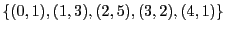 $\{(0,1), (1,3), (2,5), (3,2), (4,1)\}$